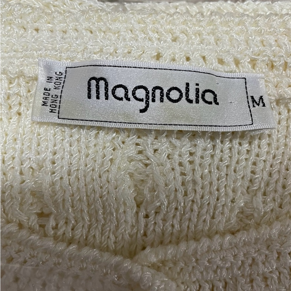 Vintage Pearl-Button Cream Cable Knit Short Sleeve Cardigan - Picture 8 of 10